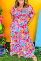 Multicolor Smocked Plus Dress