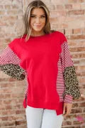 Stripe Leopard Top