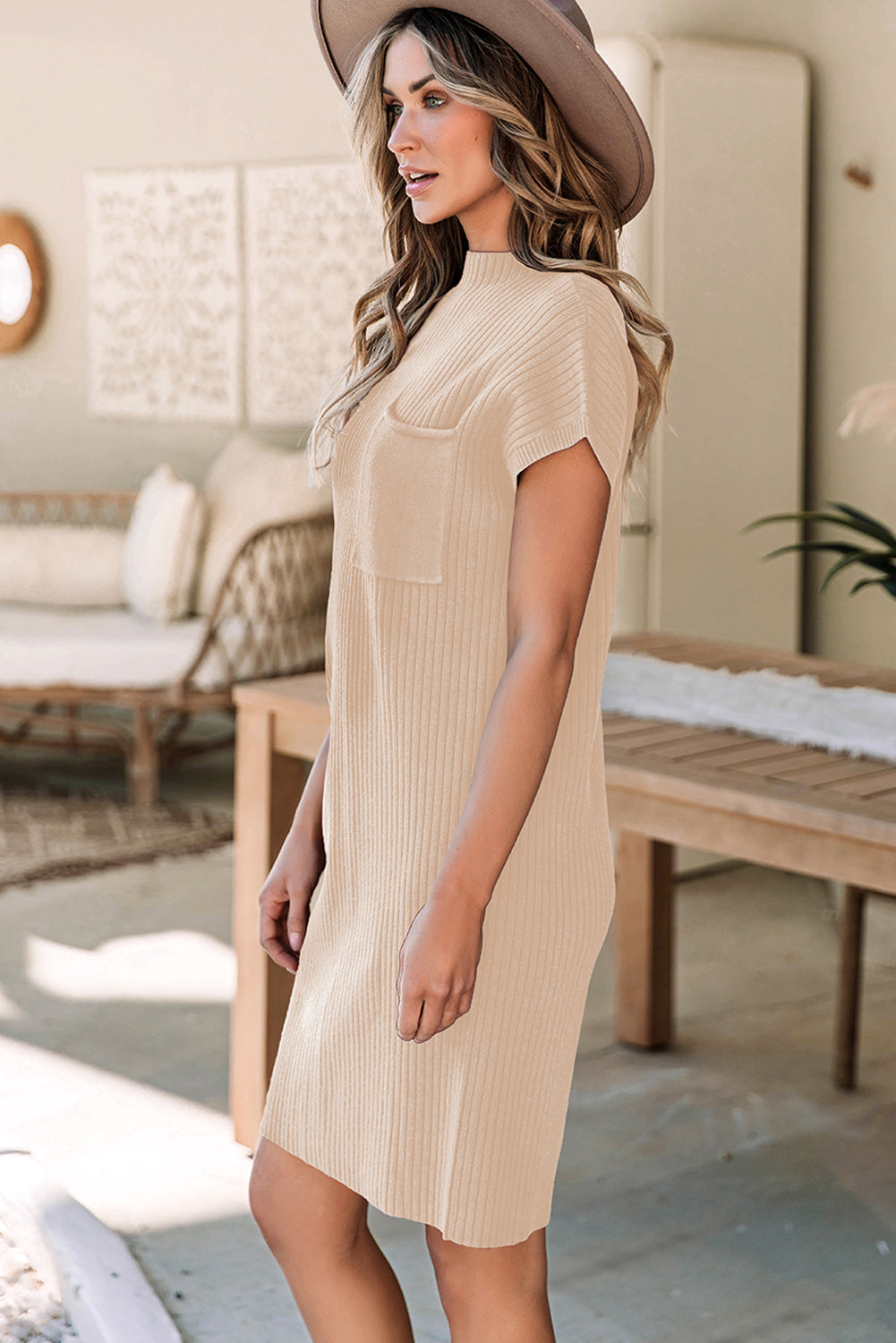 tan sweater dress