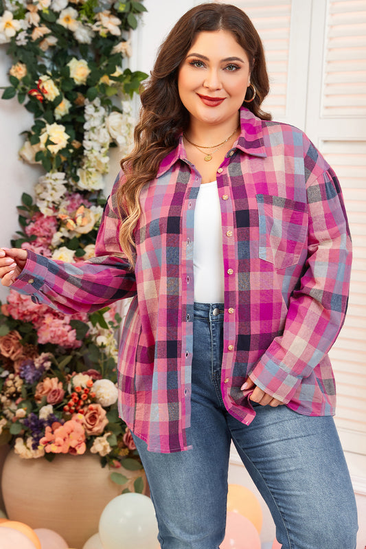 plaid button-up