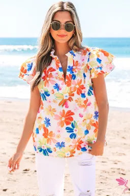 White Floral Top